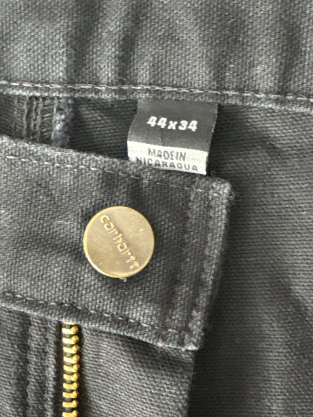 VTG Carhartt B11 Loose Fit Black Washed Duck Canvas Carpenter Work Pants 44x34 - Picture 6 of 12
